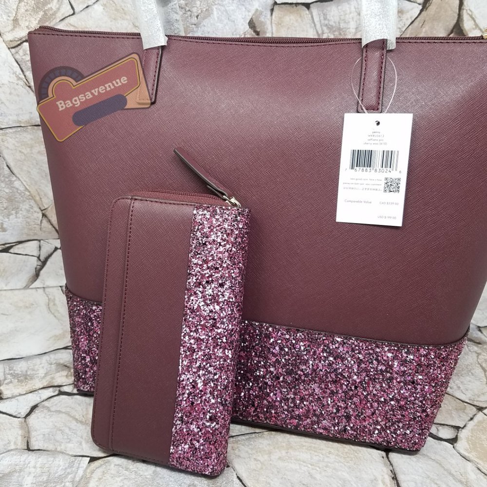 #bagsavenue set penny greta court tote cherrywood maroon neda wallet Kate Spade - Picture 15 of 16